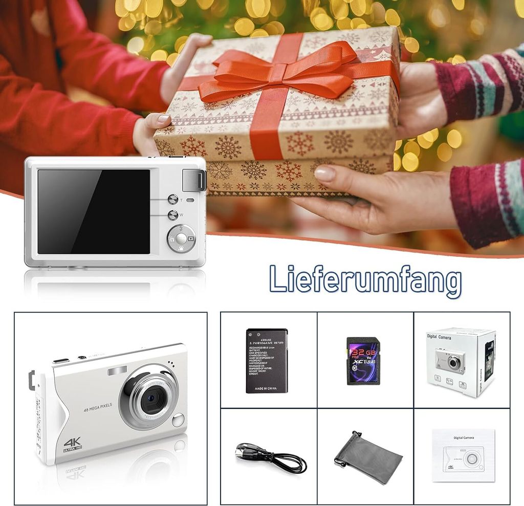 Fine Life Pro Kompaktný digitálny fotoaparát, 4K HD 1080P Obrázok produktu 7