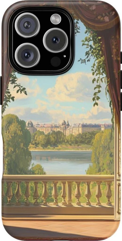 Eleganter Balkonblick mit floralen Akzenten – Hülle Kompatibel mit iPhone 16 Pro