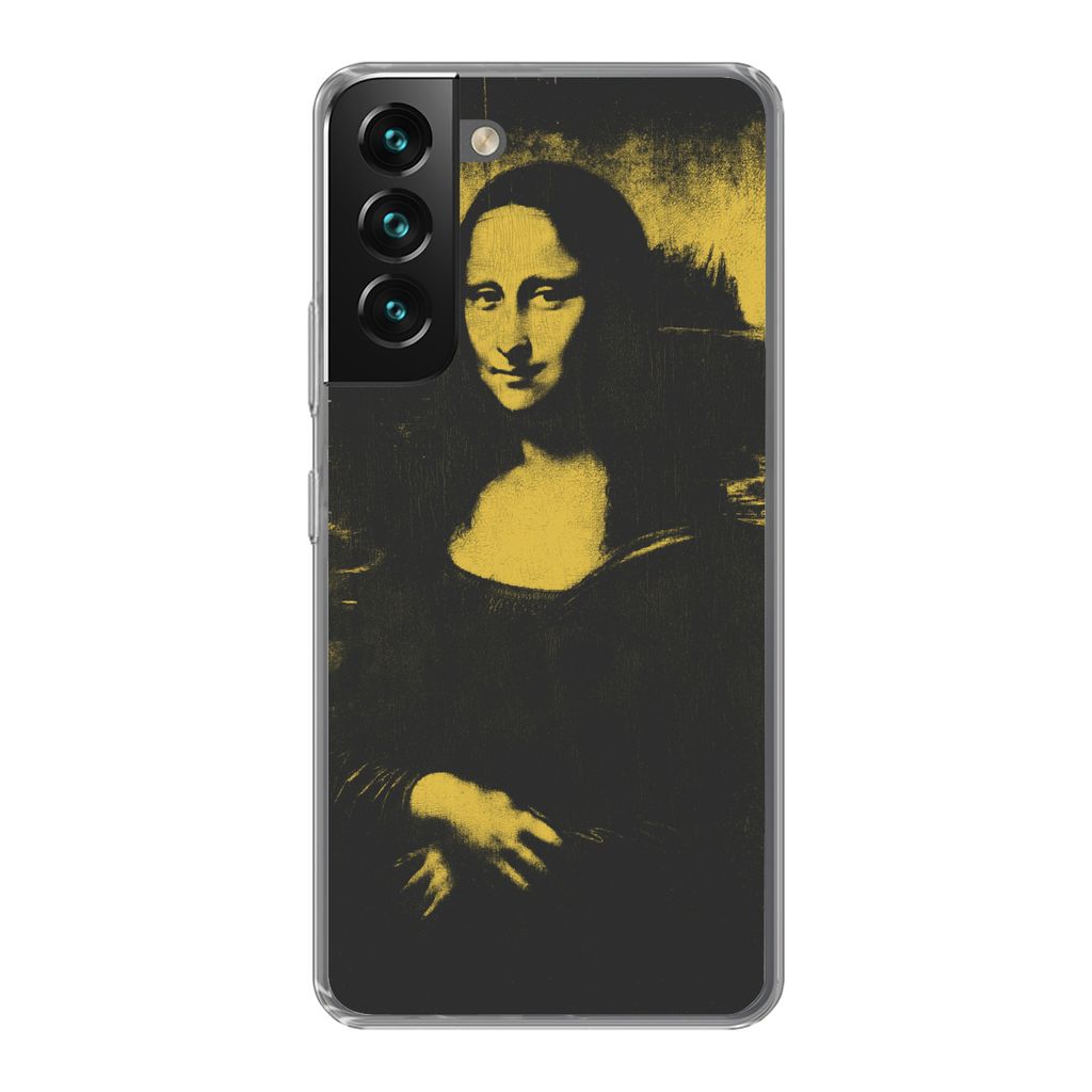 MuchoWow Handyhülle Schutzhülle Hülle für Samsung Galaxy S22 Mona Lisa - Da Vinci - Gelb - Schwarz Silikon Softcase Handy Hülle - Mobiltelef...