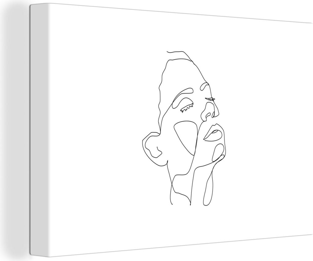 OneMillionCanvasses - Leinwandbilder - 140x90 cm, Strichzeichnung - Frau - Gesicht, Wandbilder Kunstdruck Wanddekoration - Foto auf Leinwand - Ge...