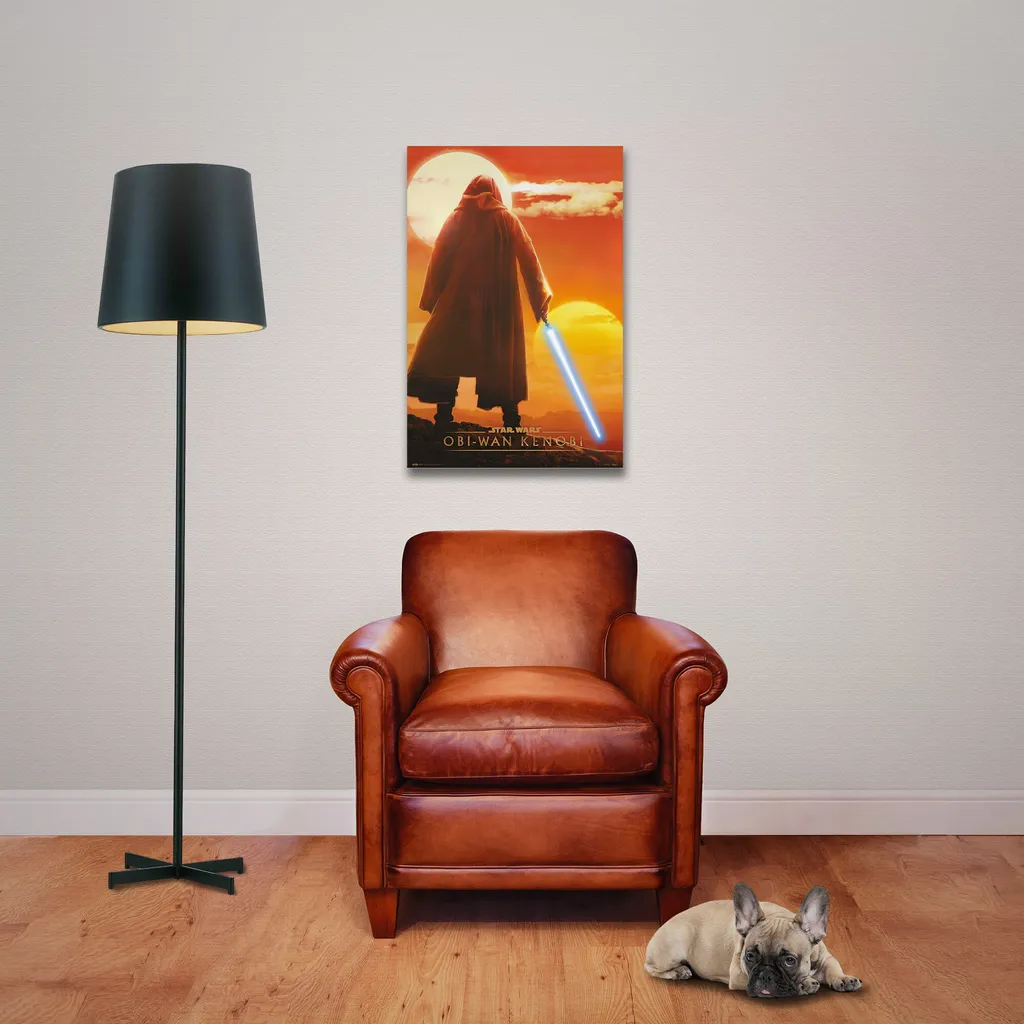 Affiche Star Wars Kenobi et baguettes bois 61cm : fini les posters abîmés