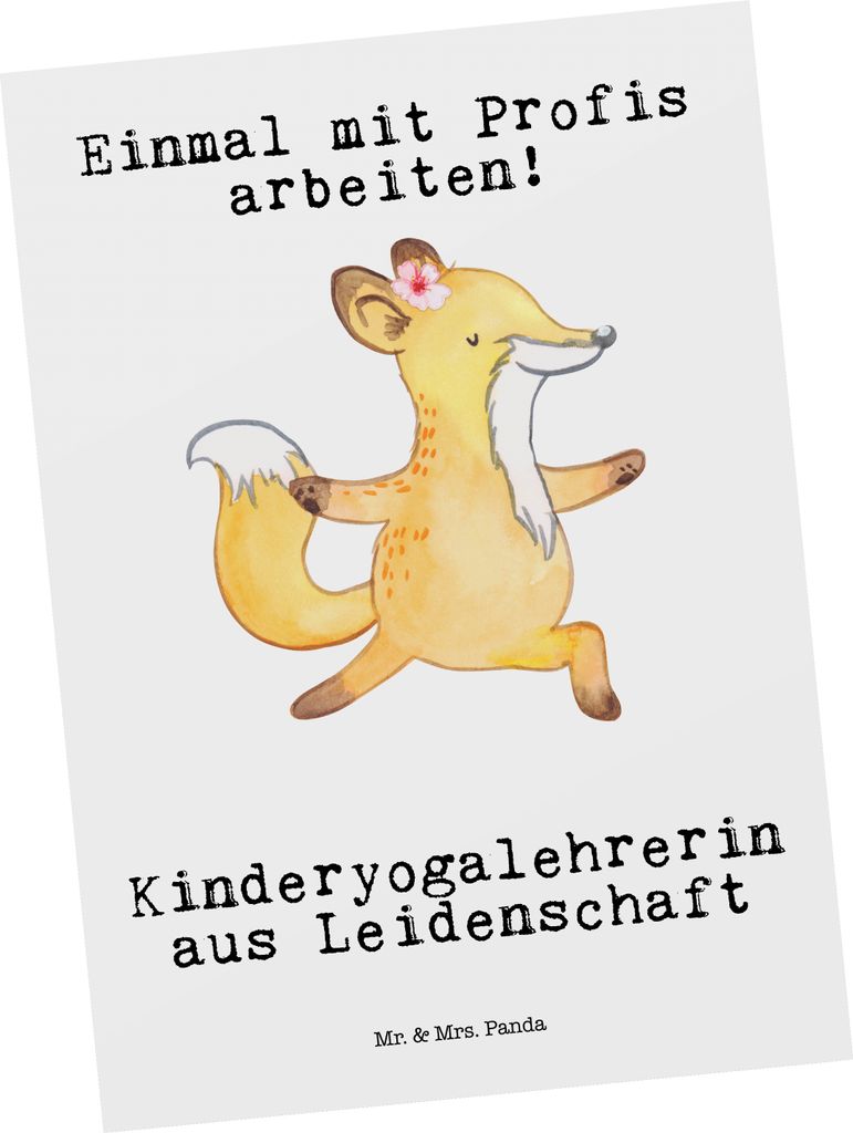 Mr. & Mrs. Panda Postkarte Kinderyogalehrerin Leidenschaft - Weiß - Geschenk, Grußkarte, Ansichtskarten, Fotokarte, Ansichtskarte, Postkarten
