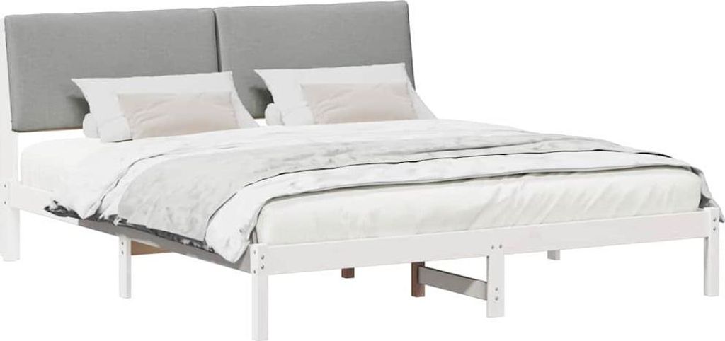 Cloris Designermöbel Bettgestell Weiß und Hellgrau 180 x 200cm Massivholz Kiefer - 2026Neu881061 - Klassische BettenJugendbett Tagesbett