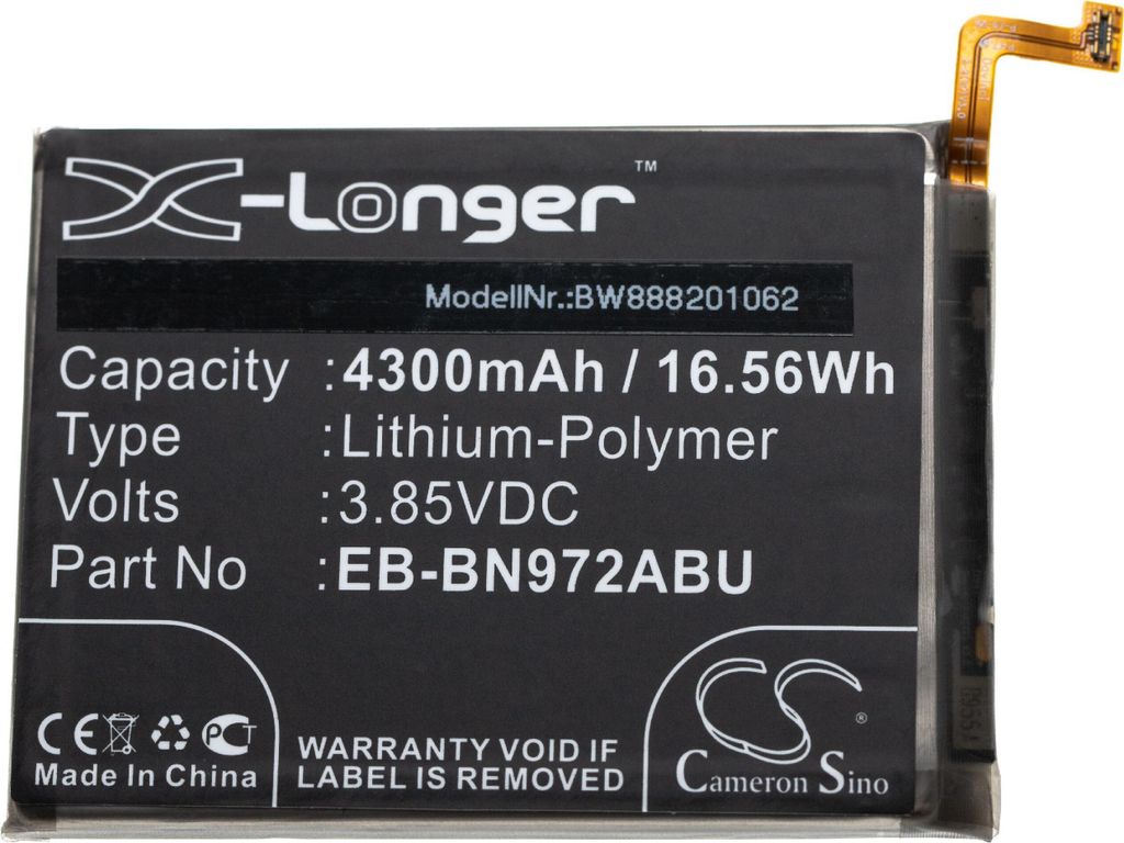 vhbw Akku Ersatz für Samsung GH82-20814A, EB-BN972ABU, EB-BN972ABUL für Handy Smartphone Telefon (4300 mAh, 3,85 V, Li-Polymer)