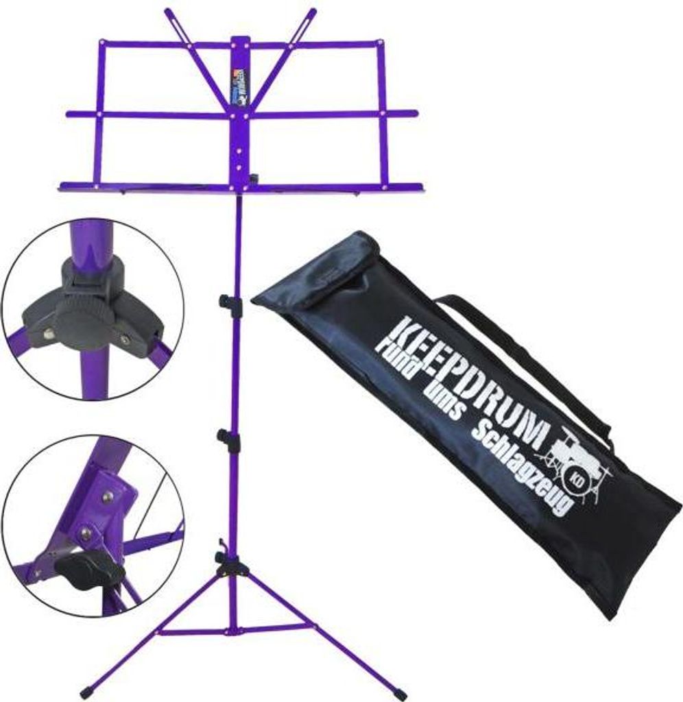 keepdrum MUS2FL Notenpult Lila mit K&M Leuchte