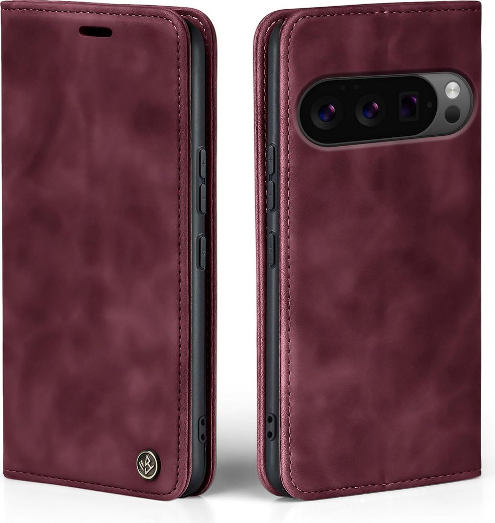 Handy Hülle für Google Pixel 10 Pro Klapphülle Bookcase Flip Cover Handy Tasche Etui Farbe: Weinrot