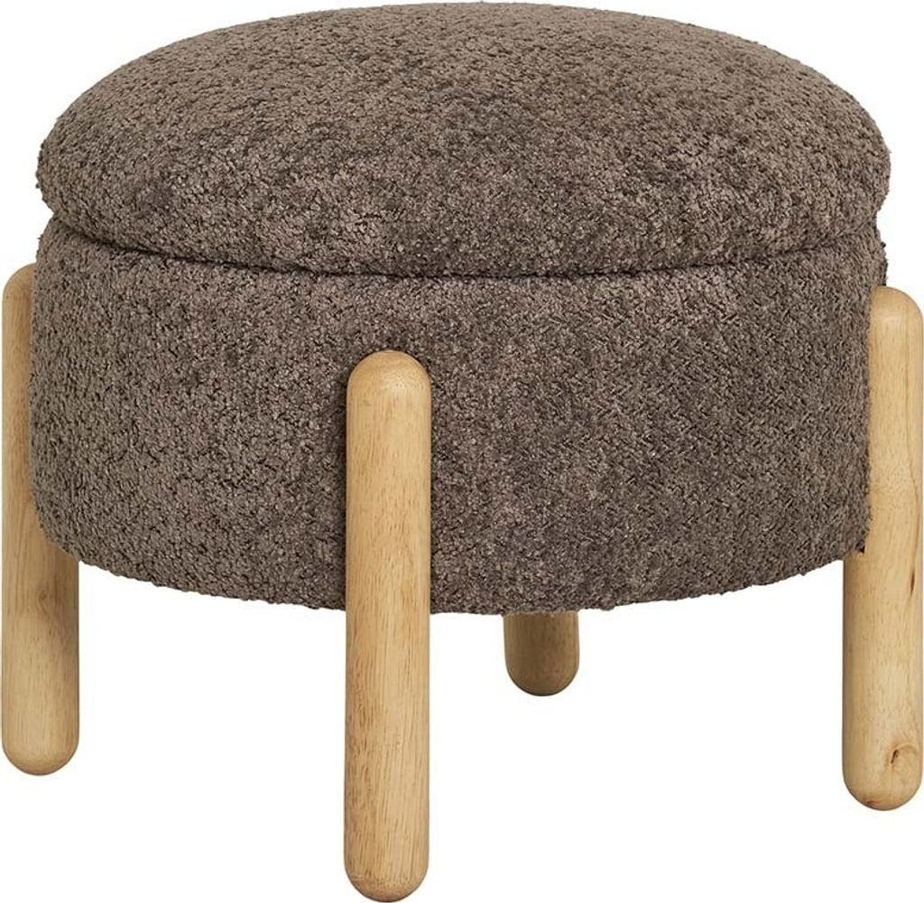 House Collection Bouclé Pouf + Aufbewahrungsbox Stellan Braun
