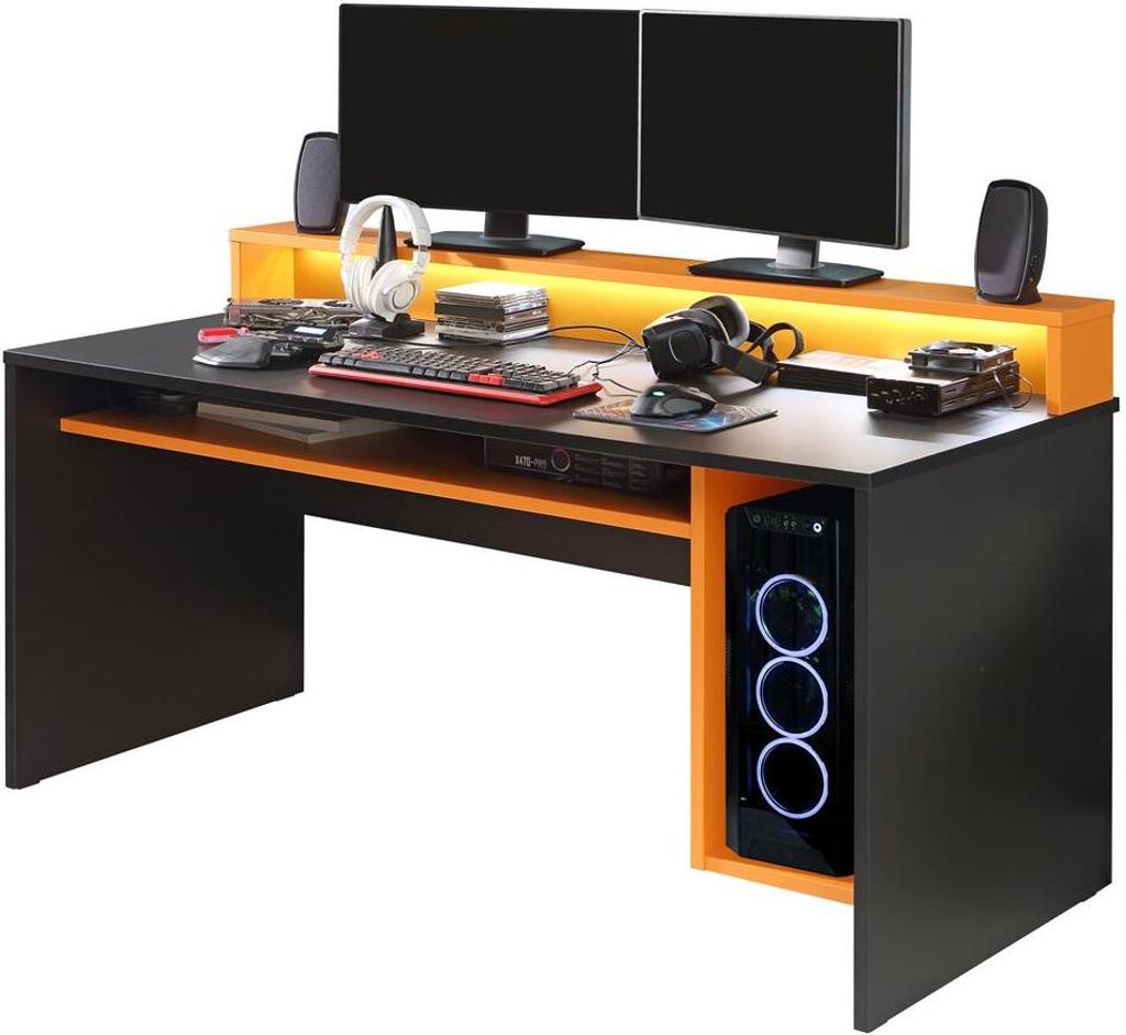 Schreibtisch Zockertisch Computertisch Gamingdesk PC Tisch Büromöbel "Tamas II" inkl. Beleuchtung
