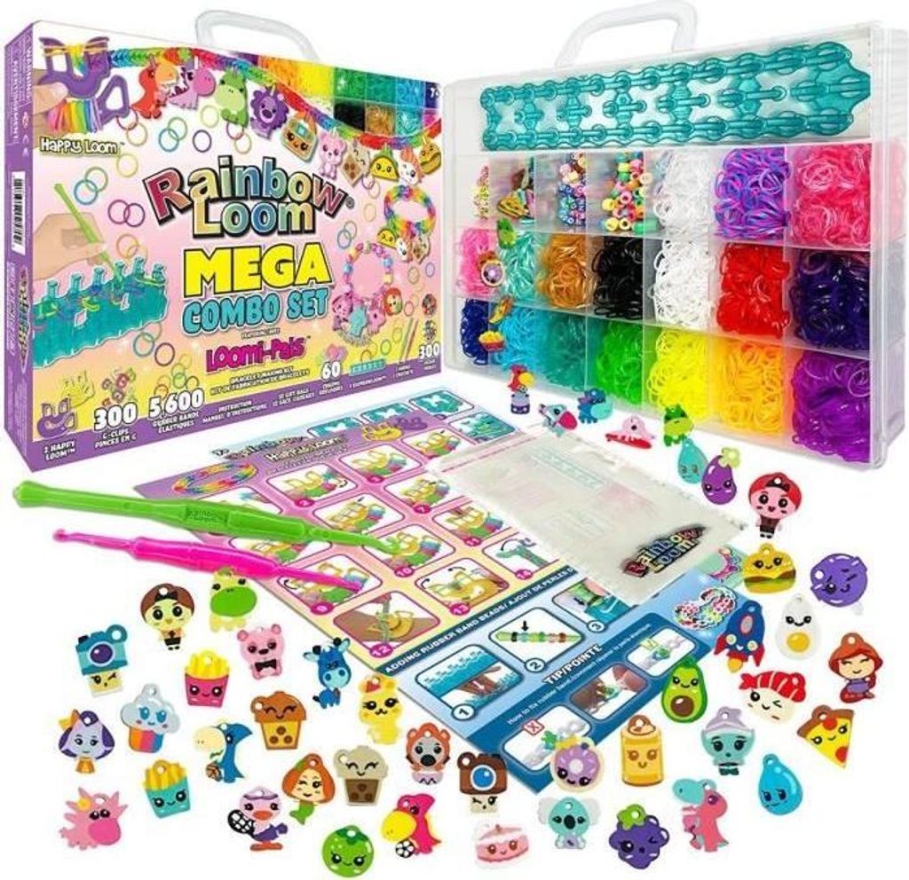 Rainbow Loom Armband-Bastelset, 5600 Gummibänder, Charms und Perlen, Webstuhl, BANDAI