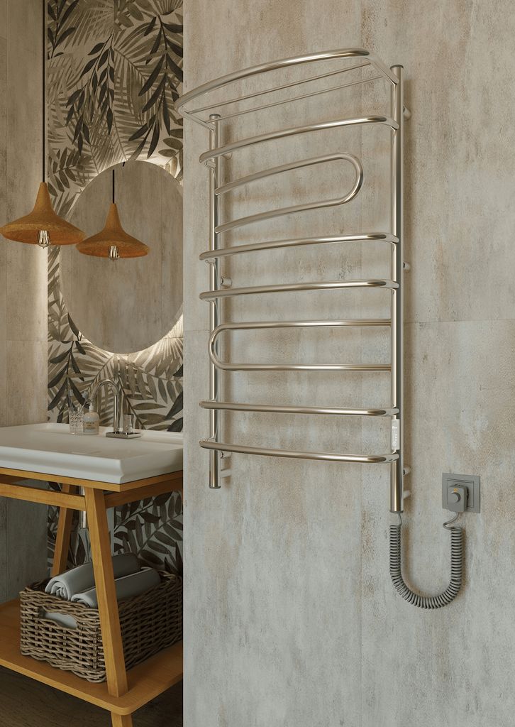 ELNA Badheizkörper mit 2 Klapparmen Elektrisch Heizkörper Edelstahl 170W 100x53 cm mit Thermostat chrome