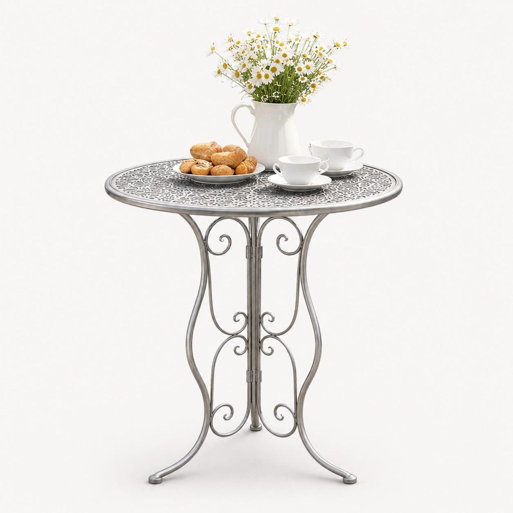 Lani Gartentisch Rund Grau aus Eisen, Ø 55 cm, 70 cm Höhe, Produktbild 