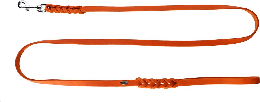 Dingo Soft Leather Geflochtene Lederleine am Ende 1,5×180 cm Orange