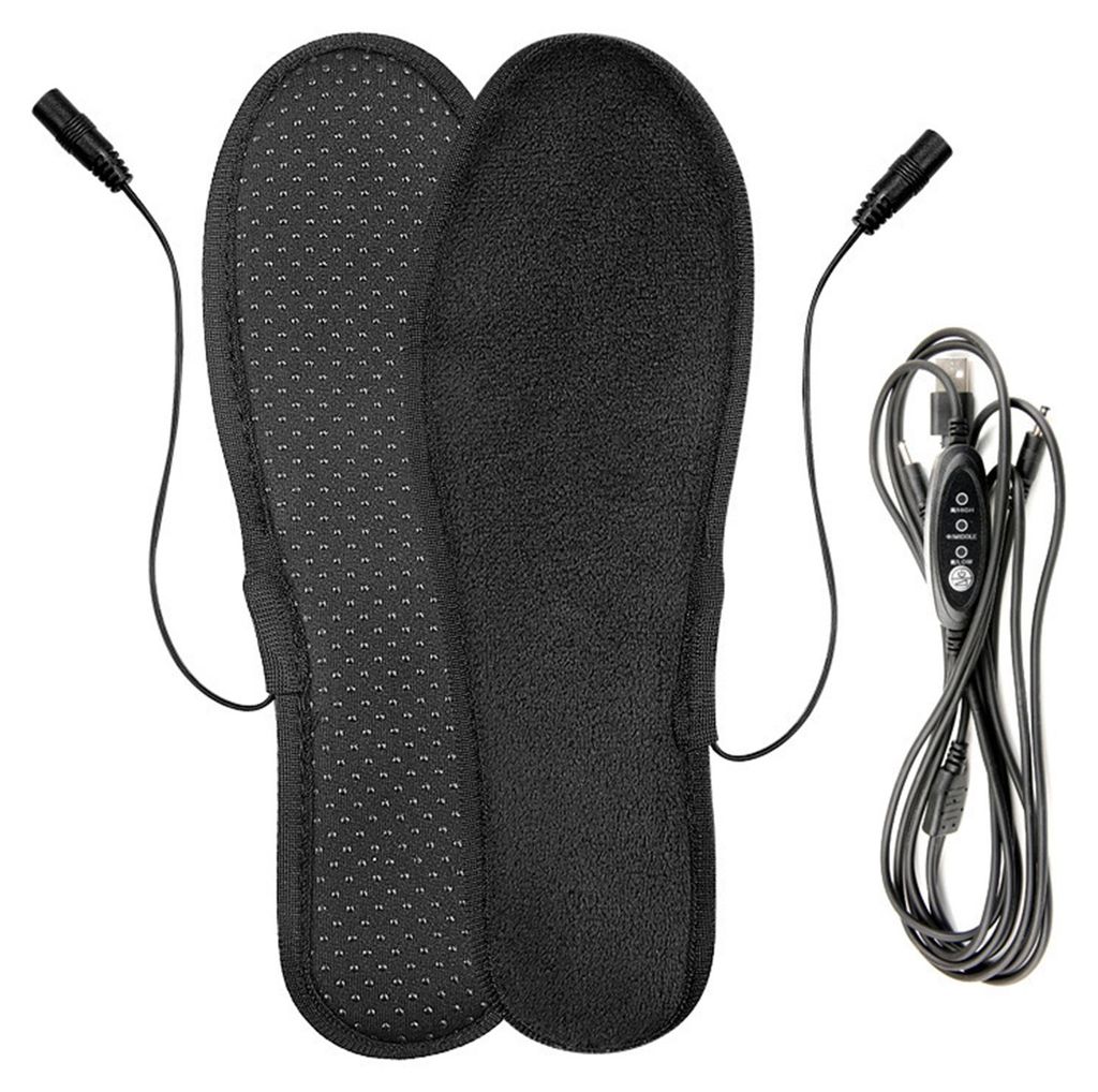 1 Paar elektrisch beheizbare USB-Einlegesohlen mit 3 Temperaturstufen, verstellbar, für Damen und Herren, Winterfußwärmer, weiches Heizkissen, G...