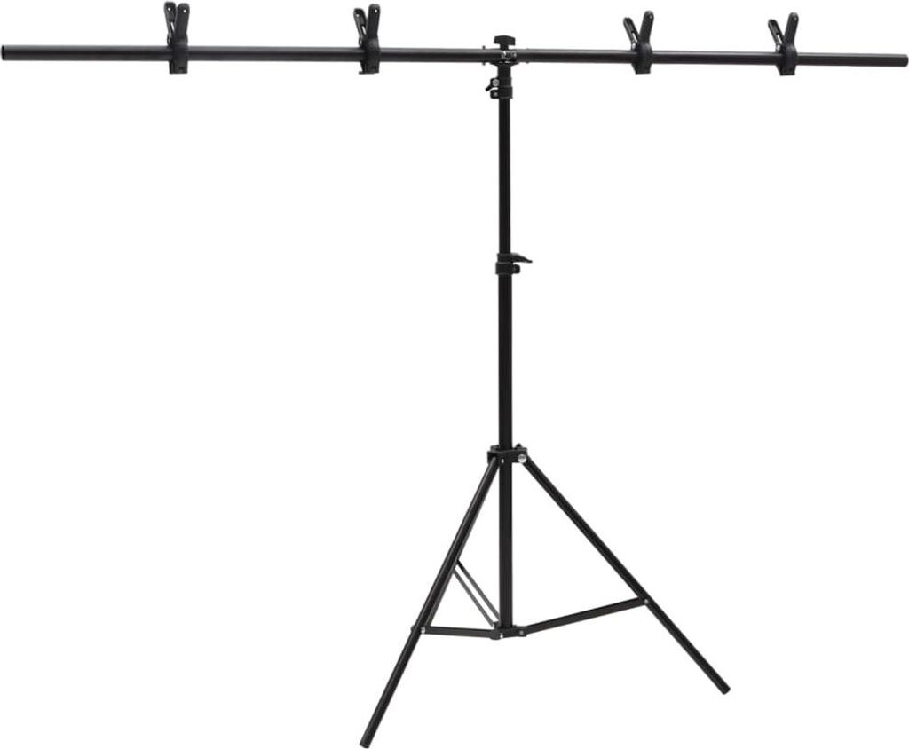 vidaXL Hintergrundständer T-Form Schwarz 151x60x(70-200) cm