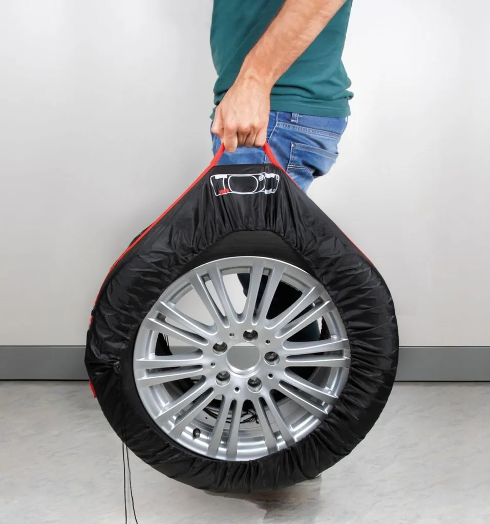Kit 4 Housses Roues Tyre Wrap Basic Taille L avec Poignées de Transport