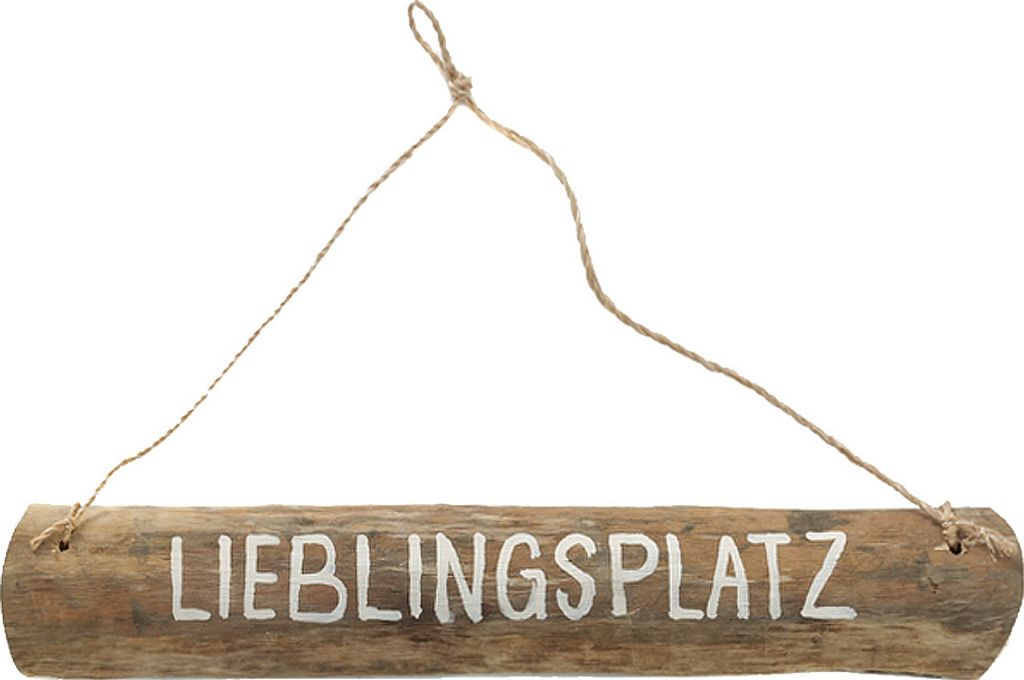 Holzschild LIEBLINGSPLATZ natur weiß Hängeschild aus Produktbild 