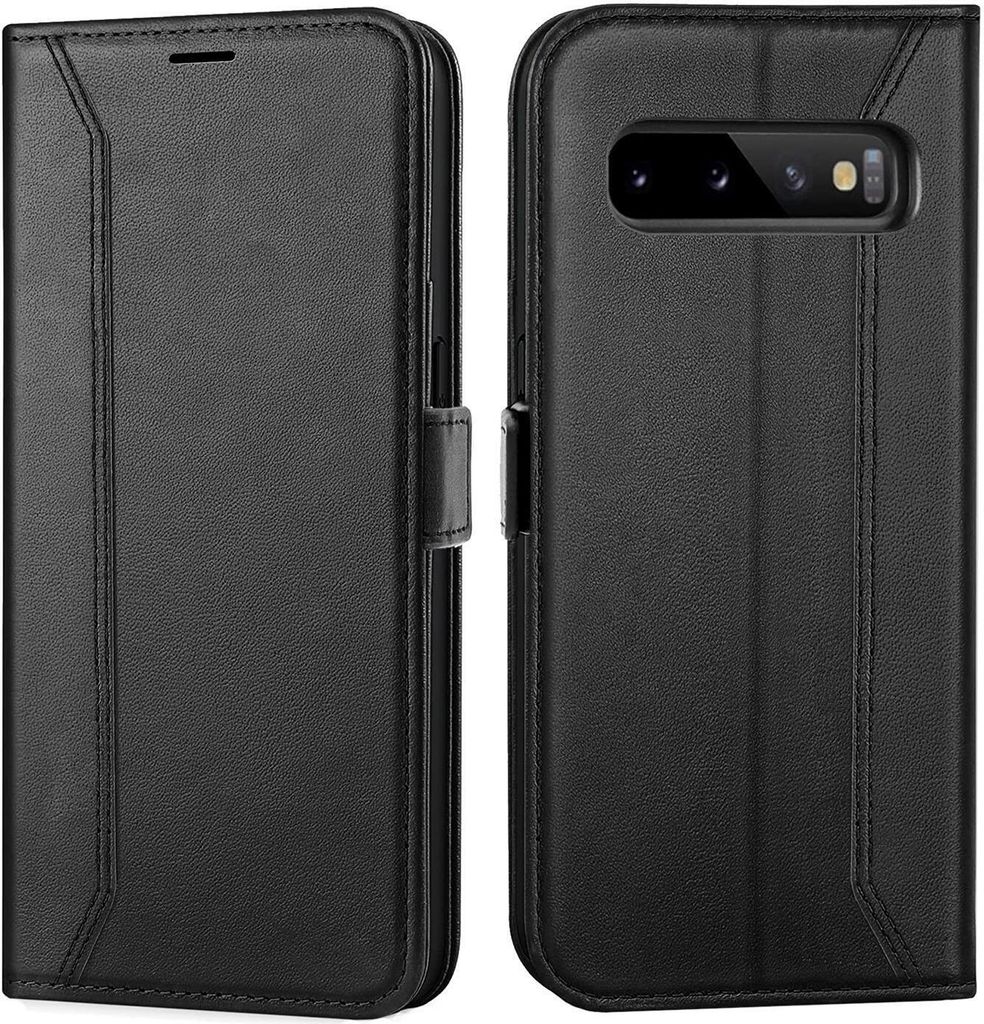 Conie RFID Klapp Tasche für Samsung Galaxy S10 Kartenfach Hülle Rundumschutz in Schwarz