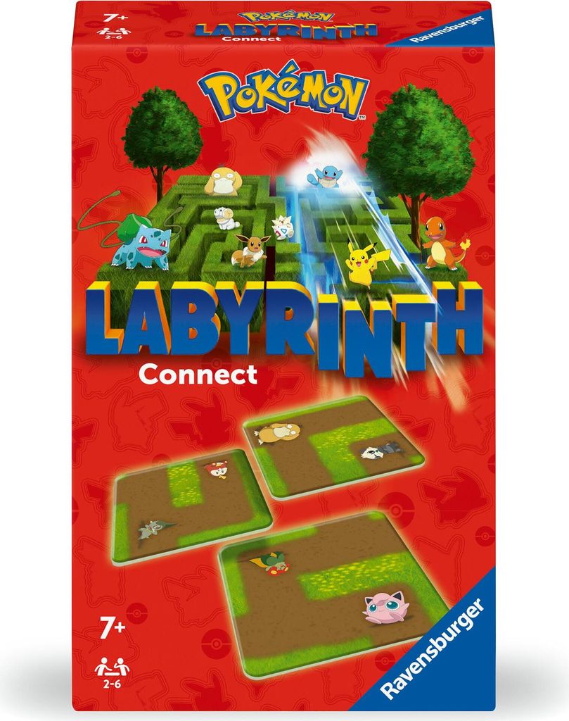 Ravensburger 22579 - Pokémon Labyrinth Connect - Mitbringspiel für 2-6 Spieler ab 7 Jahren mit den beliebten Pokémon Fa