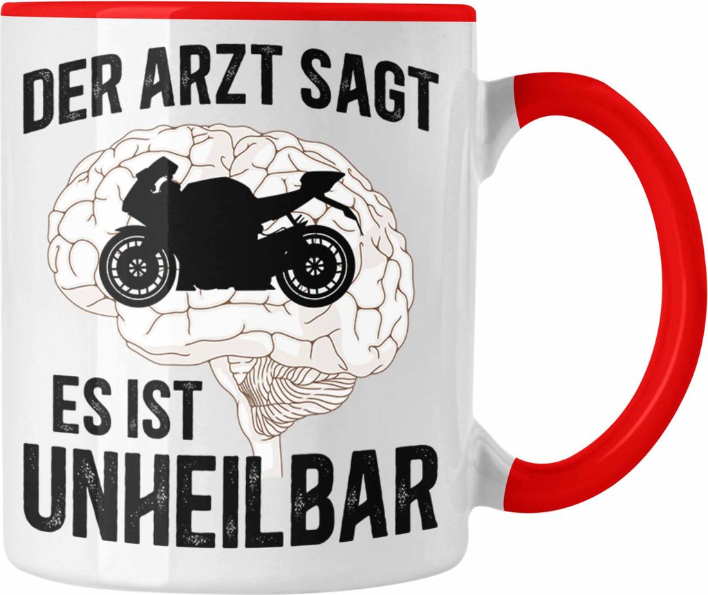 Trendation - Motorradfahrer Geschenk Männer Motorrad Tasse mit Spruch Kaffeetasse für Biker Herren (Rot)