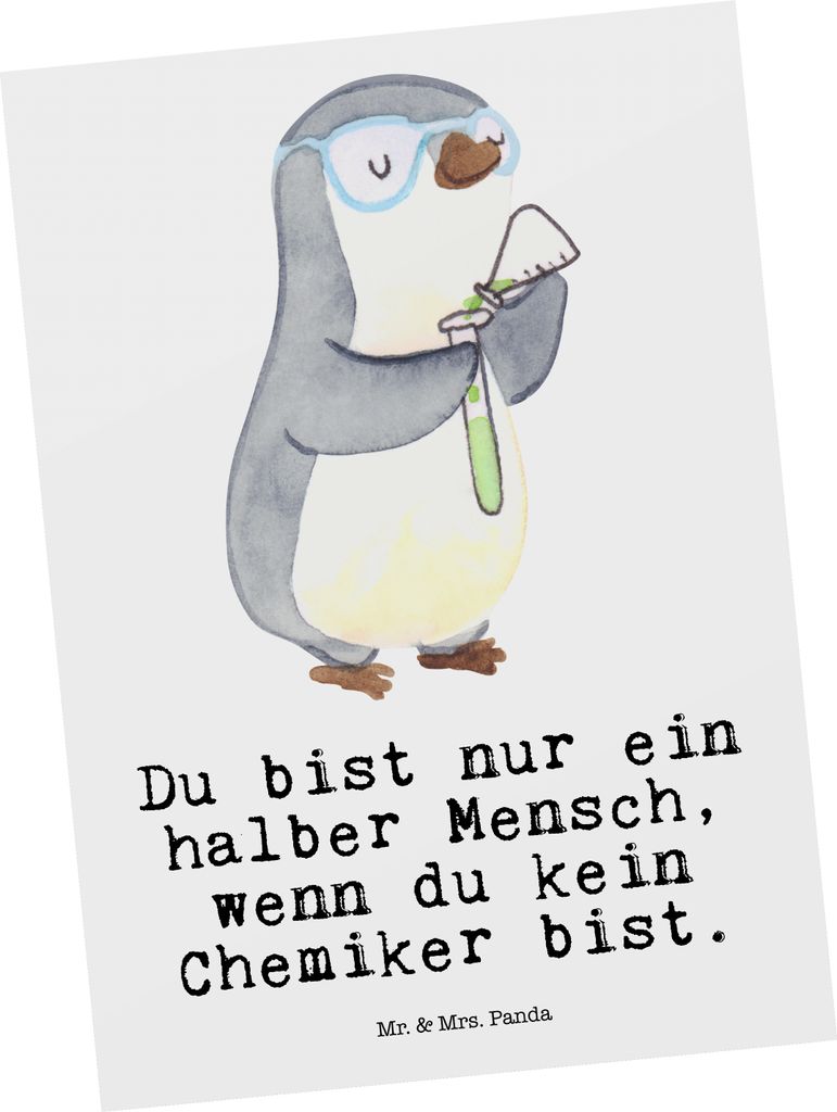 Mr. & Mrs. Panda bildkarte Chemiker Herz - Weiß - Geschenk, Produktbild 