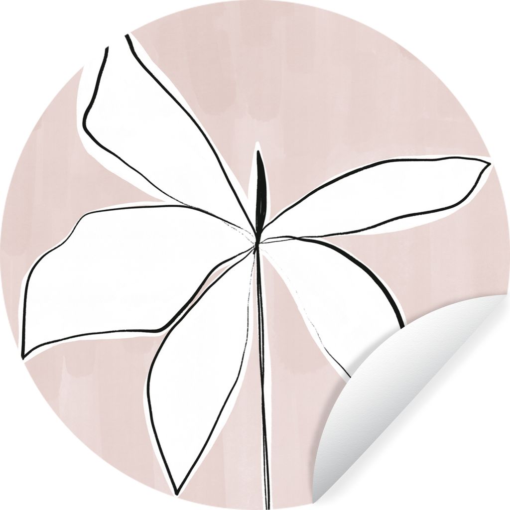 MuchoWow Runde Wandtattoo - Wandsticker Tapete Aufkleber Blume - Abstrakt - Pastell Ø 80 cm Selbstklebend und Repositionierbar - Wandaufkleber -...