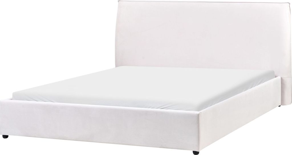 BELIANI Polsterbett Cremeweiß Samtstoff 160 x 200 cm Hohes Kopfteil Samtbett für Schlafzimmer