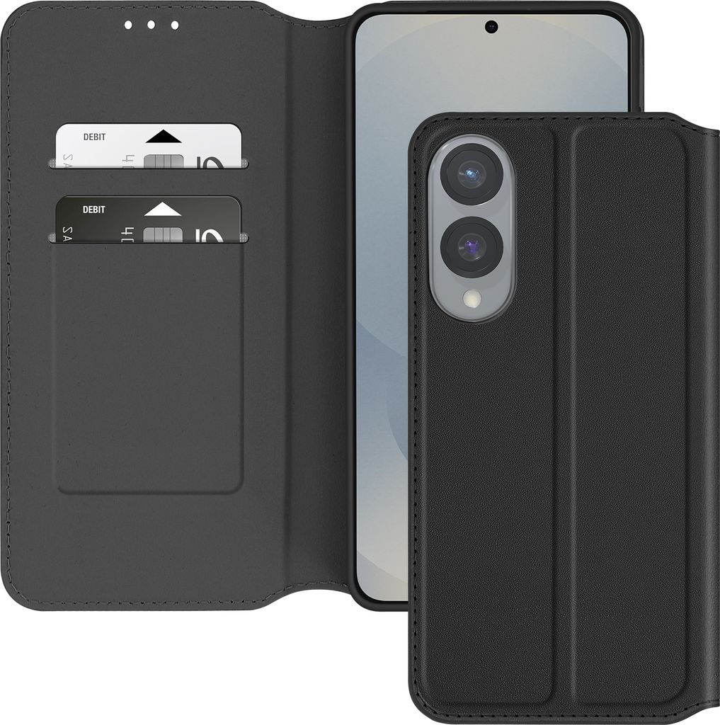Avizar, Etui Galaxy S25 Edge Klappe Kartenhalter Video, Schwarz