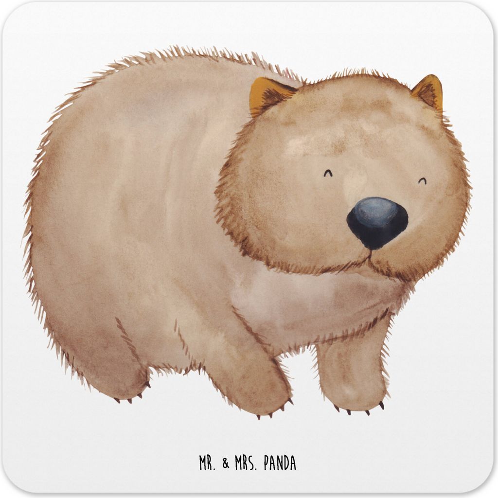 Mr. & Mrs. Panda Untersetzer für Gläser Wombat 6er Set - Weiß - Geschenk, Tassen, Australien, Lustige Sprüche, Motivation, Tassenuntersetzer, G...