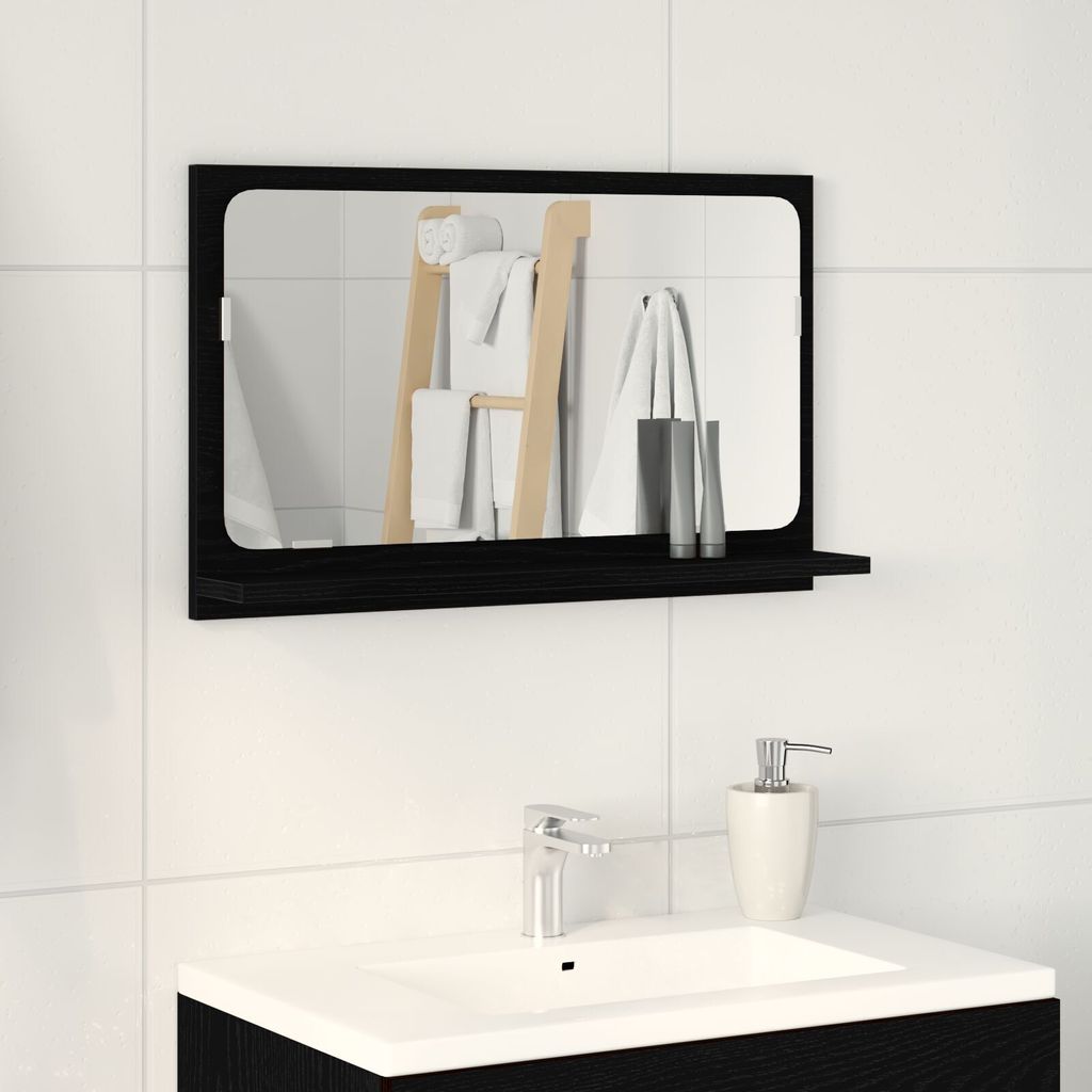 Möbel Badspiegel Schwarz Eiche 60x10,5x37 cm Holzwerkstoff - Badspiegel 862525