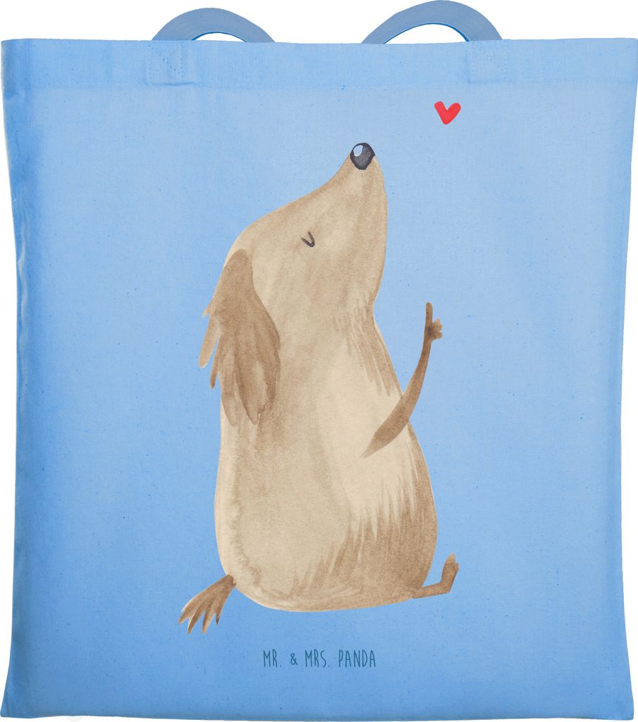 Mr. & Mrs. Panda canvas tasche Hund Liebe - Sky Blue - Geschenk, Herz, Süß, Sprüche, Büchertasche, umhängebeutel, Tote Bag, Laptoptasche, Eink...