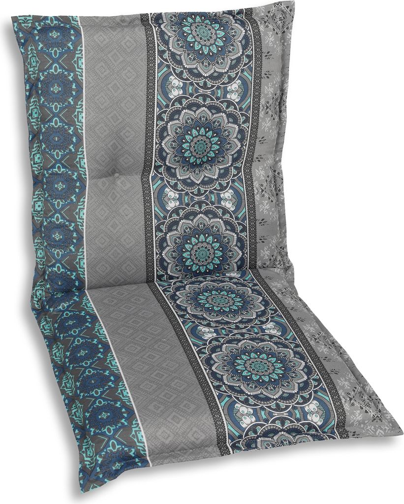GO-DE Textil, Sesselauflage nieder, Ornamentstreifen blau Produktbild 