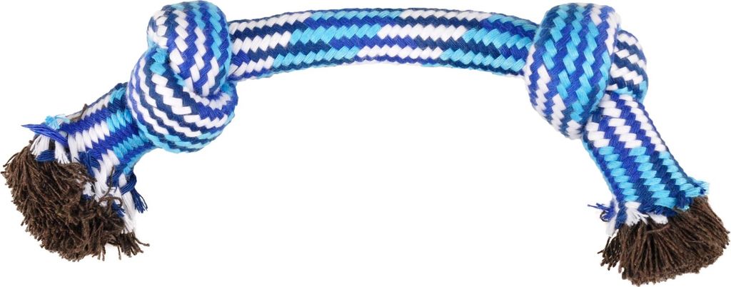 Flamingo Hundespielzeug Joe Seil mit 2 Knoten Baumwolle blau/weiß, Größe: M