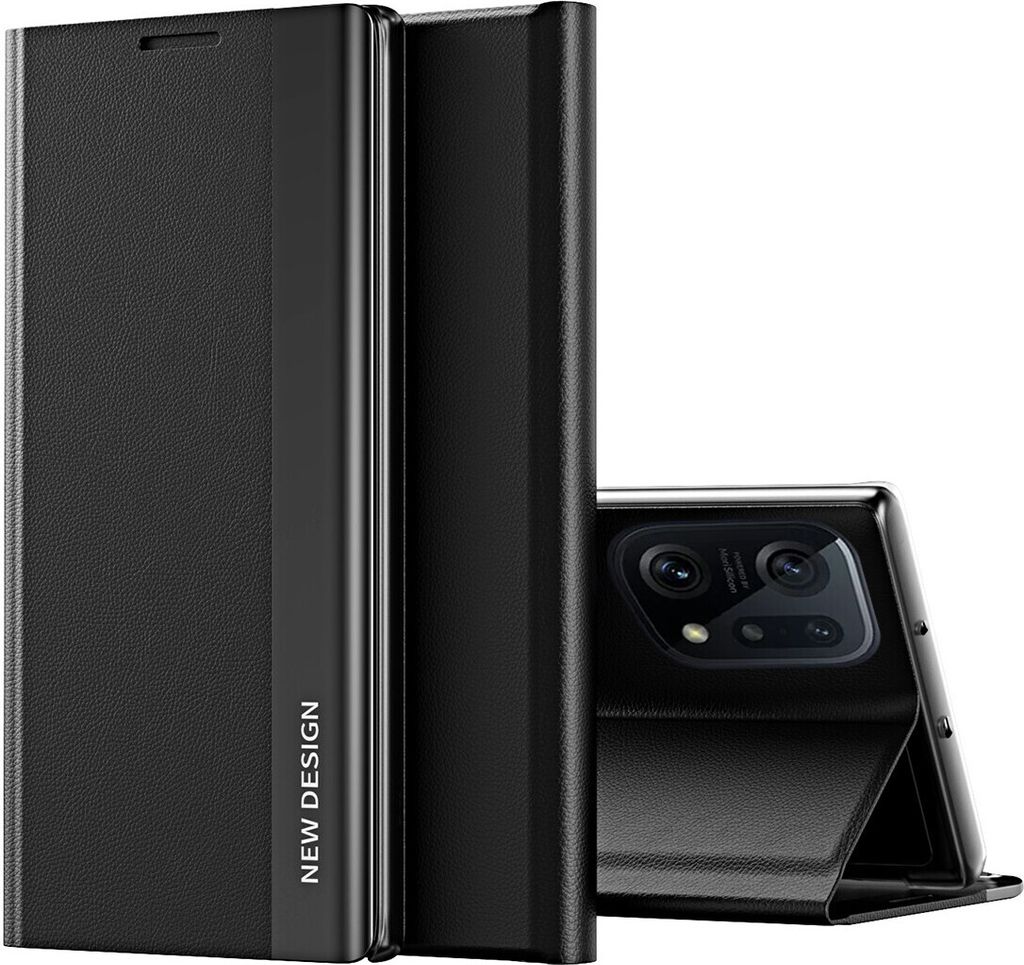OPPO Find X5 Pro Hülle, Leder PolyurethanMagnetisch Klapp Stand Schutzhülle für OPPO Find X5 Pro Schwarz