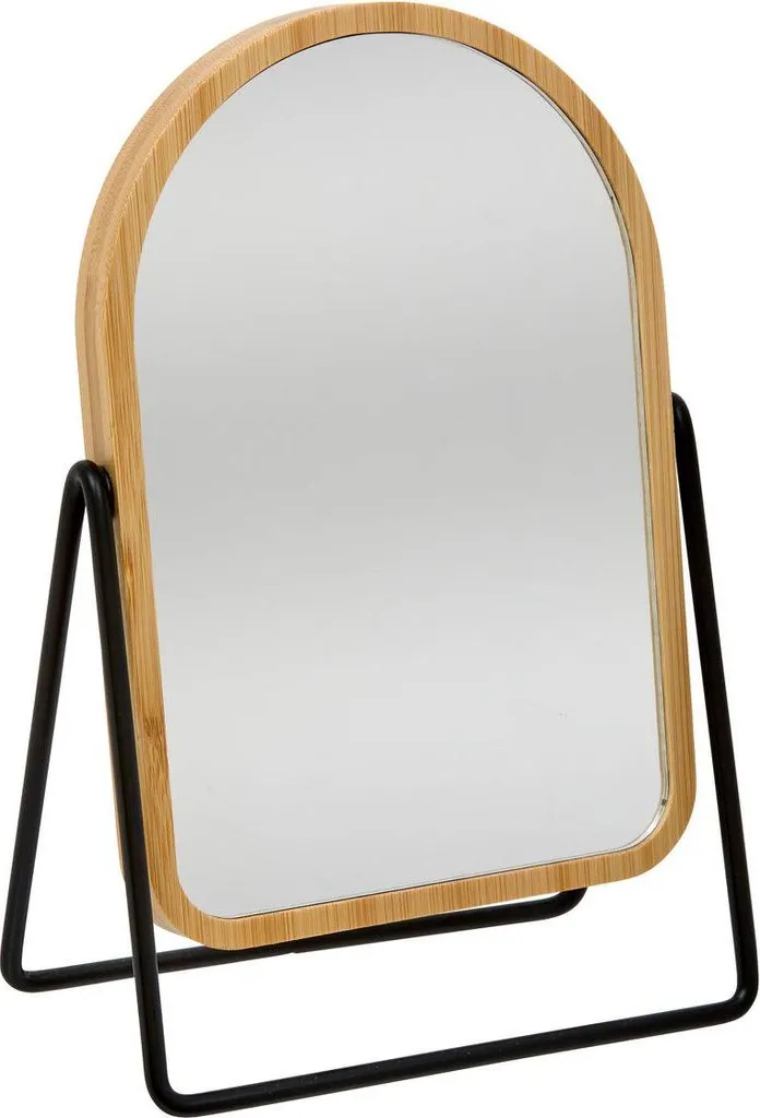 Miroir de salle de bain anti-basculement en bambou 22 cm - Angle réglable