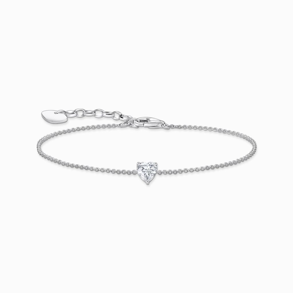 Bracciale con cuore di zirconi bianchi in argento Immagine del prodotto 