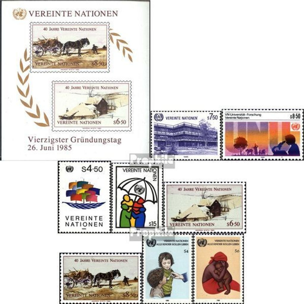 Briefmarken UNO - Wien 1985 Mi 47-54 (kompl.Ausg.) Jahrgang 1985 komplett gestempelt Fortbildung