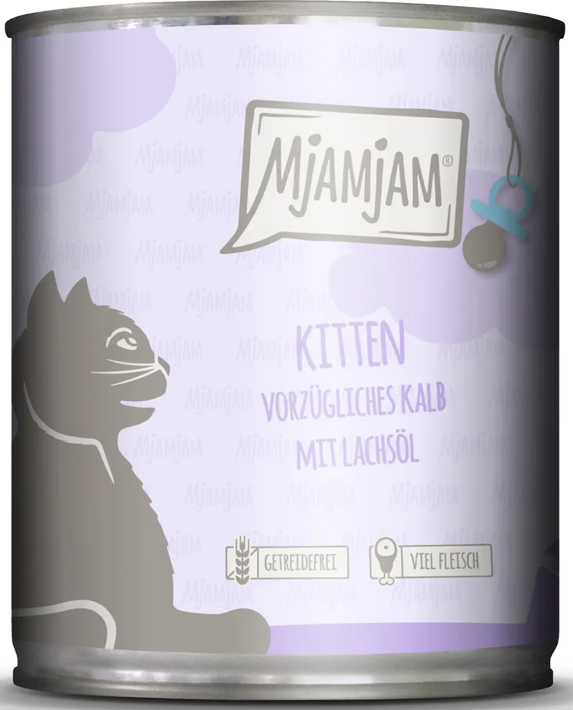 Nourriture Chaton Croissance au Veau et Saumon Mjamjam - 6 Boîtes 800g