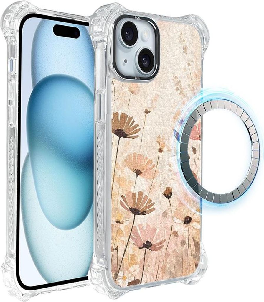 iPhone 15 Plus IBIZU DropGuard Ultra Case mit MagSafe, Boho, Blumenwiese
