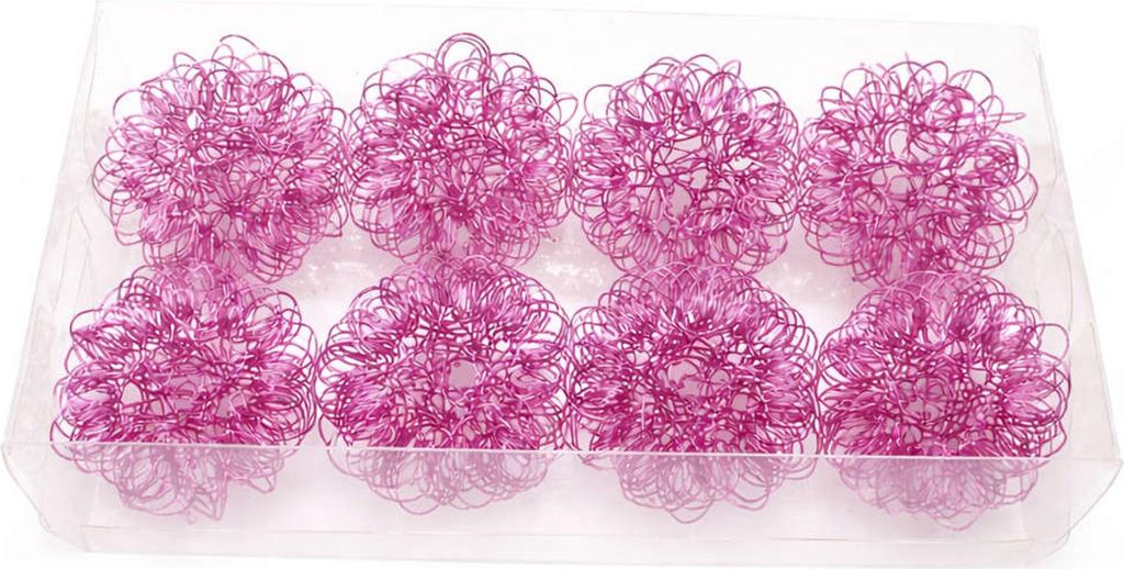 8 Drahtblumen 4 cm Metallblüten Draht Blume Drahtbälle Streuteile Dekoration rosa