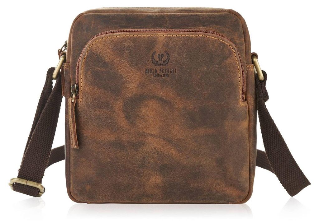 Damenposttasche aus braunem Leder Paolo Peruzzi T-63-HBR