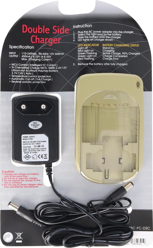 Double-side charger für Digital-Kamera und Camcorder Li-ion Akku, PEN, RIC, Sanyo