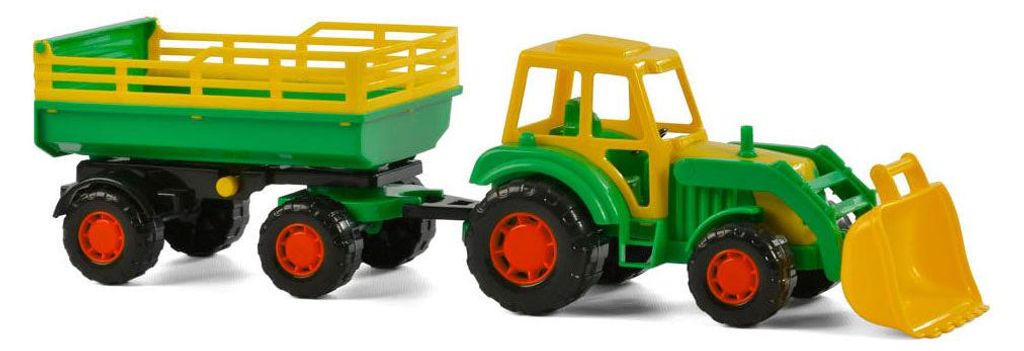 Tractor speelgoed Cavallino met frontlader en aanhanger, Productafbeelding 