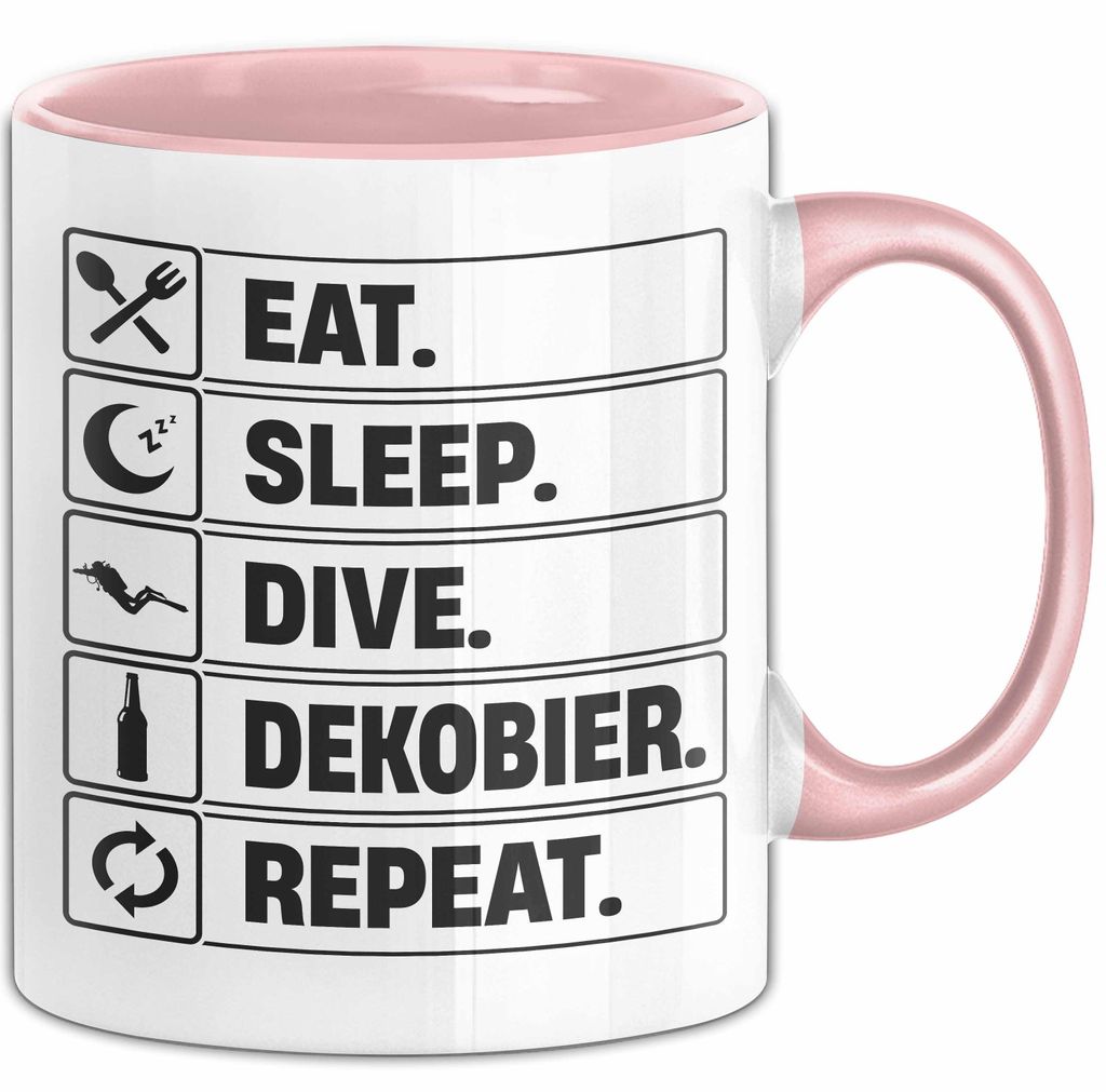 Taucher Tasse Geschenk Eat Sleep Geschenkidee Tauchen Becher (Rosa)