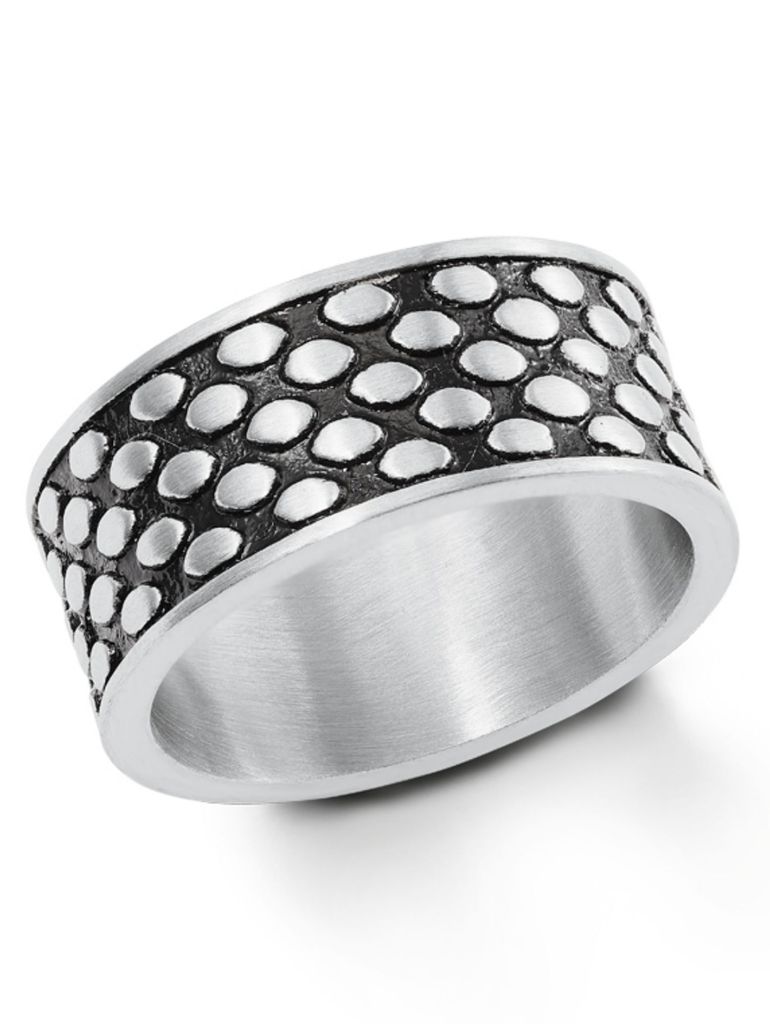 s.Oliver 2022631 Herren Ring Edelstahl Silber Schwarz 62 (19.7)