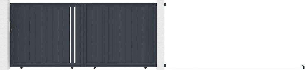 Aluminium-Schiebetor mit durchbrochenem Design, B 421 x H 180 cm, anthrazit – TOROMA
