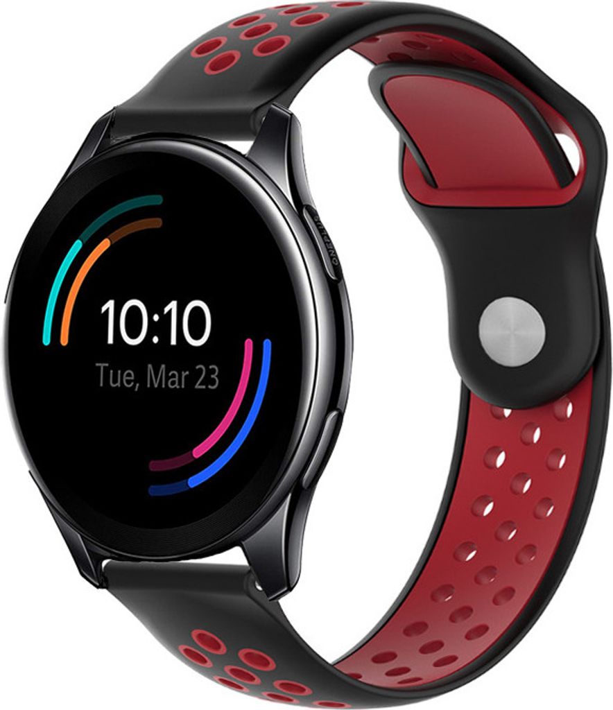 Strap-it OnePlus Watch Sportarmband (Schwarz/Rot)