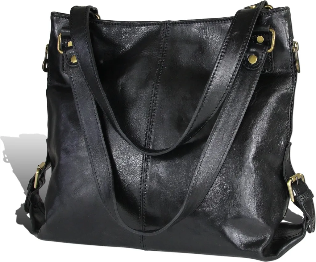 Sac Shopper Noir 40x28x14cm Toscanto - Grand Volume avec Anses Solides