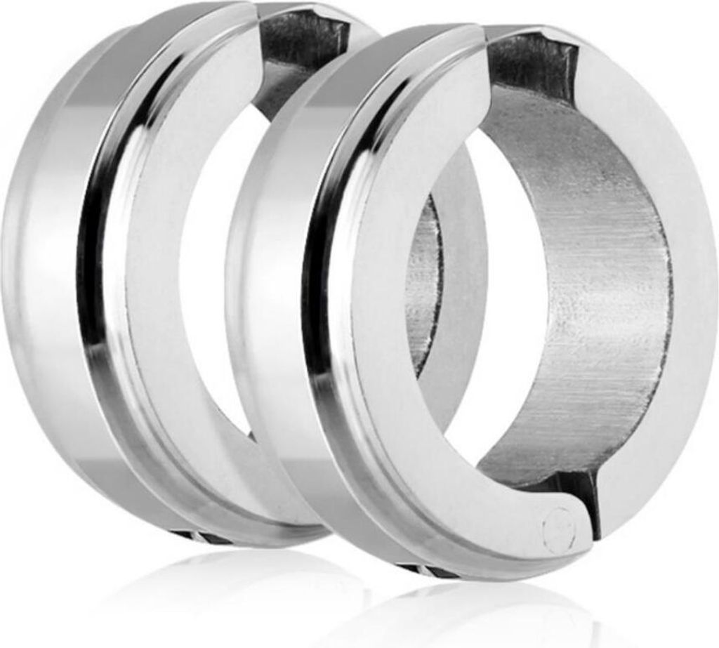 Silber - Creolen mit Mittelring Silber aus Edelstahl Uni