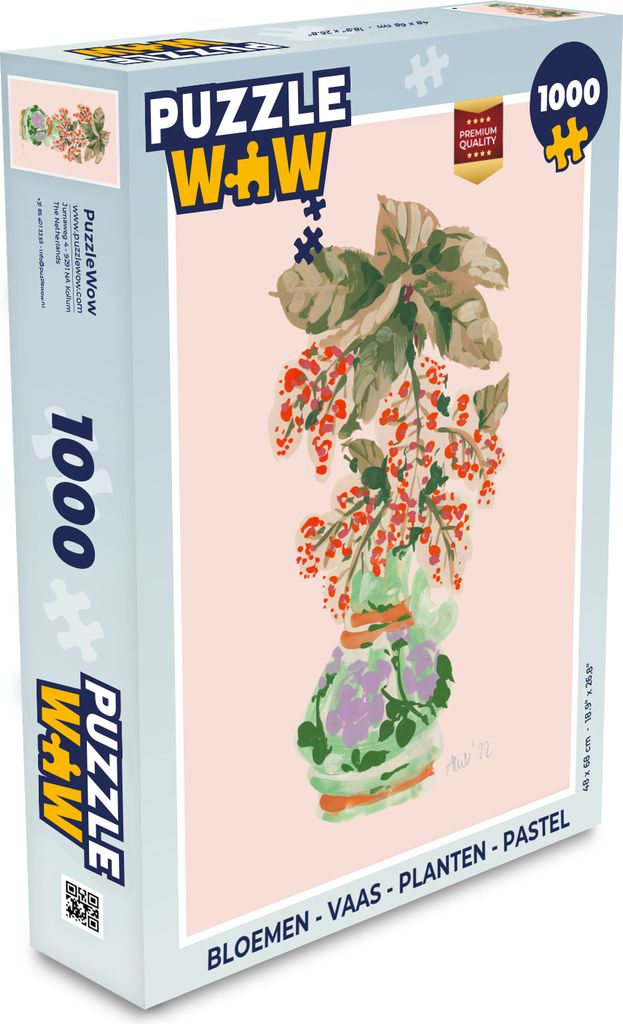 MuchoWow Puzzle 1000 Teile Blumen - Vase - Pflanzen - Pastell - Spielzeug - Alt und Jung - Spiele - Puzzeln