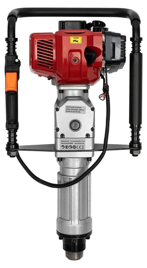 Benzin Pfahlramme & Erdbohrer - Pfostenramme/Erdbohrer - 2-Takt - 52 cm³ - 6000 U/min - Luftgekühlt - Einzylinder - Rot/Schwarz